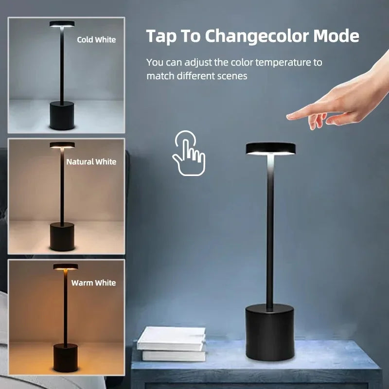 USB Metal Rechargeable Desk Writing Lamp Room LED Bedside Decorative Table Lamp Restaurant Bar Desktop Mood Lighting Night Light Vue