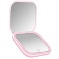 Compact Small Mini Gift Vanity Table Folding Led Lights Portable Hand Held Pocket Makeup Mirror 2X magnifying Vue pink