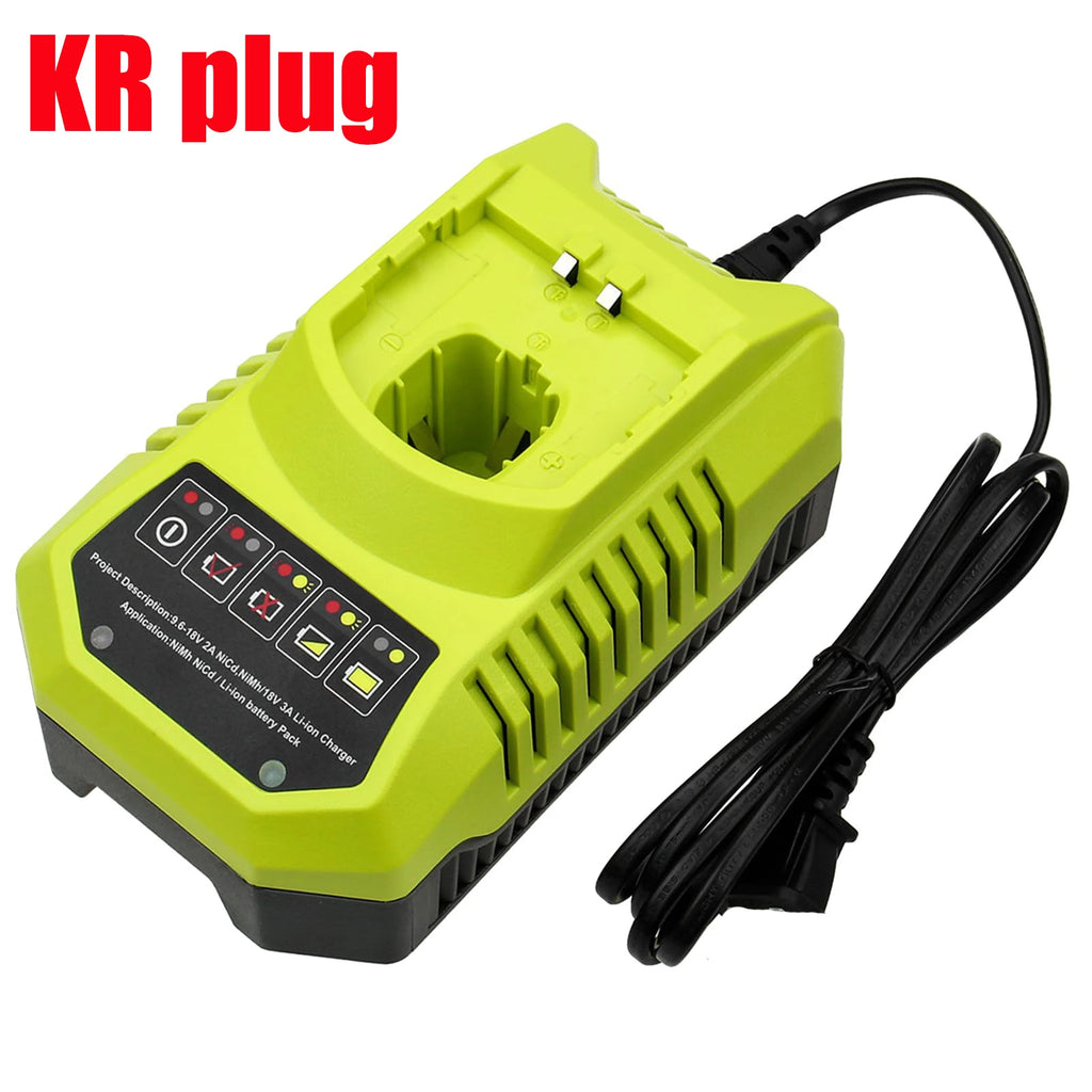 P117 Lithium-ion Battery Fast Charger Portable Battery Charger for RYOBI 19.6–18V Batteries Power Tool Battery Charging Station Vue KR plug