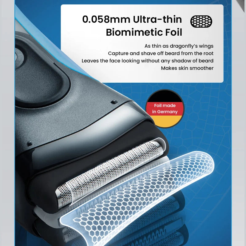 Braun Electric Razor Blue Series 3 Reciprocating Shavers for Men Rechargeable Waterproof Wet Dry Shaving Machine for Travel Vue