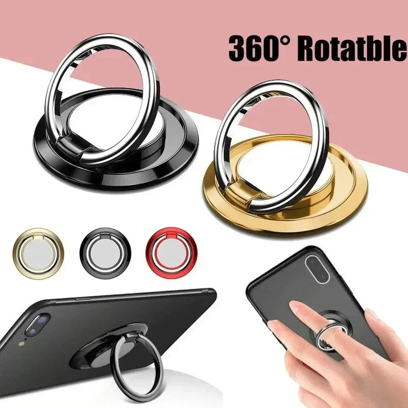 Mini Finger Ring Holder Stand Grip 360 Rotating For Mobile Phone Car Magnetic Mount Phone Back Sticker Pad Unniversal Bracket Vue
