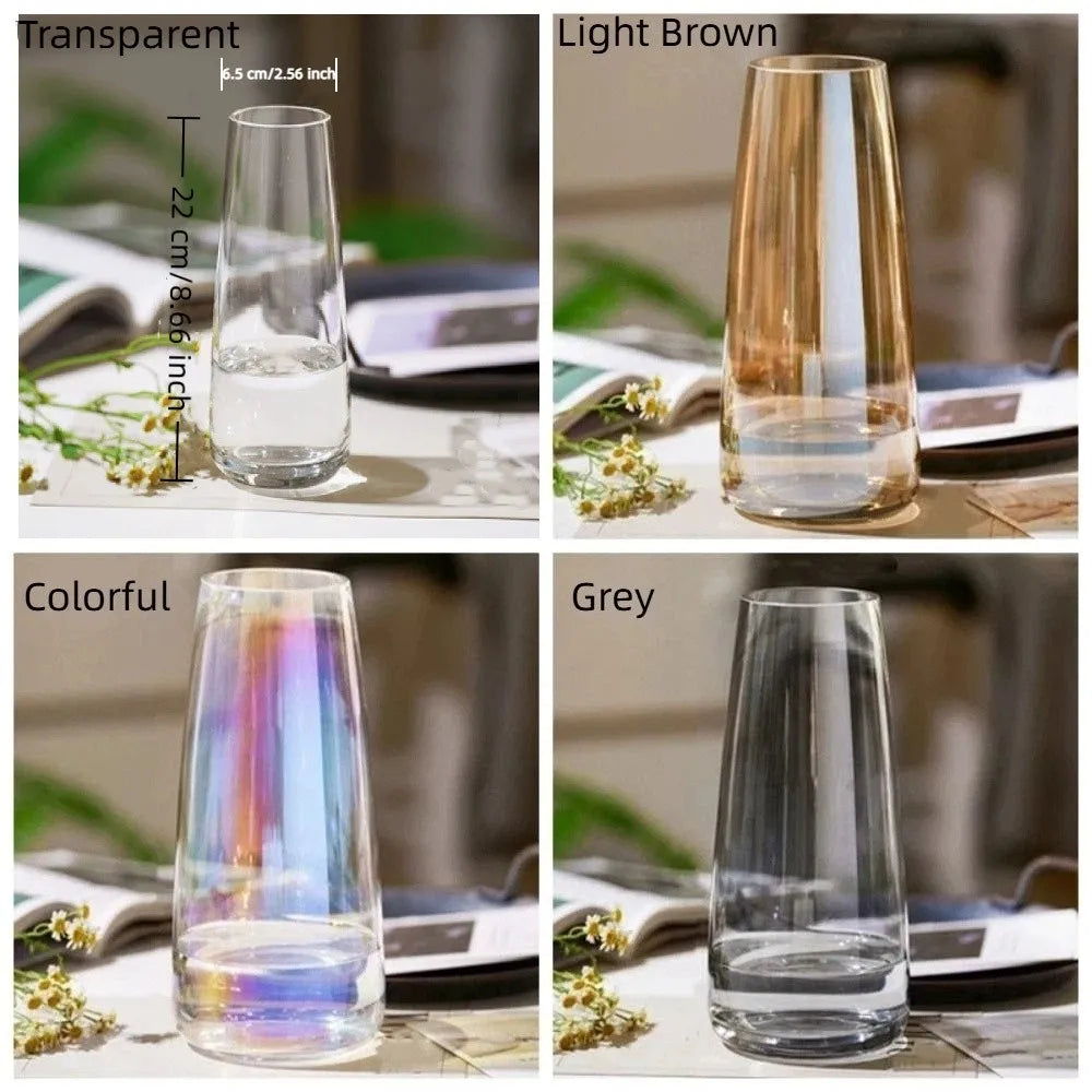 Modern Minimalist Glass Vase Transparent Nordic Style Flower Vase Elegant Hydroponic Vase Wedding Table Vue