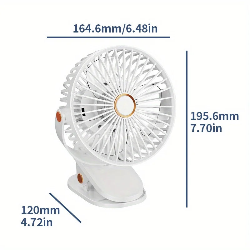Ultra-quiet Mini Fan 5-Speed+Night Light USB Rechargeable 2Colors