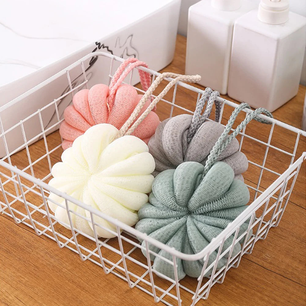 Portable Bath Ball Hanging Rubbing Pumpkin Shape Foam Ball Cute Girl Back Rubbing Bath Supplies Soft and Skin-friendly Bath Ball Vue