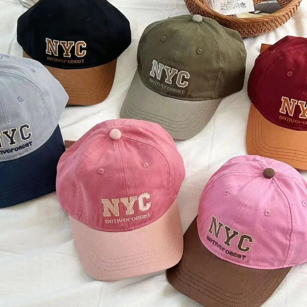 Cotton Sports Baseball Cap Letters Adjustable Vintage Duck Tongue Cap Patchwork Color Soft Outdoor Letters Baseball Hat Vue