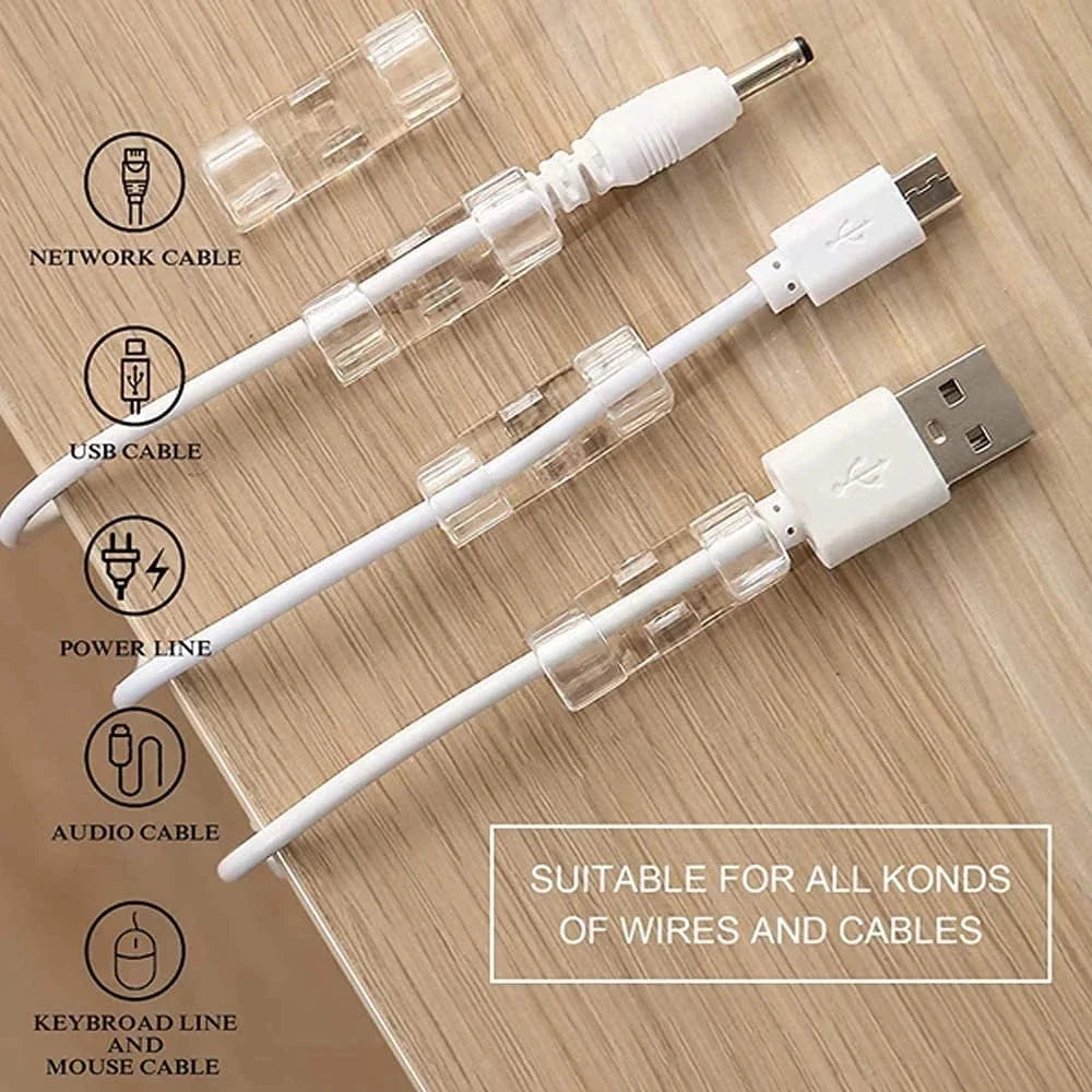 Cable Organizer Clips 20-40PCS Cable Management Wire Manager Cord Holder USB Charging Data Line Bobbin Winder Wall Mounted Hook Vue