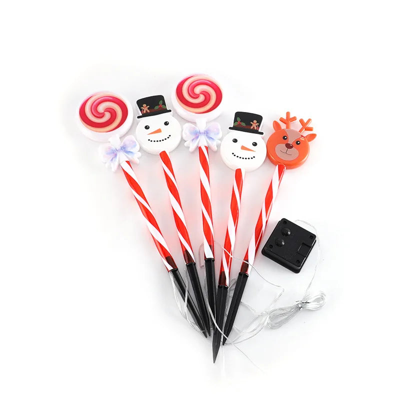 5pcs/set Outdoor Lawn Lights For Garden Christmas Snowmen Elk Solar Plug Lights For Courtyard Holiday Decoration Xmas Decor 001 Vue