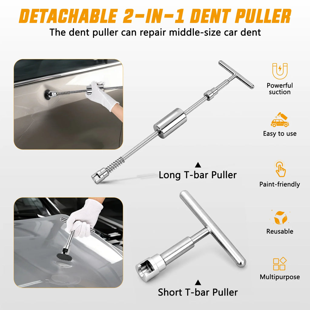 Nilight Car Dent Puller Repair Kit, Paintless Dent Removal Tool with T-Bar Slide Hammer, 2 in 1 Auto Body Dents Remover for Hail Damage Door Ding Vue