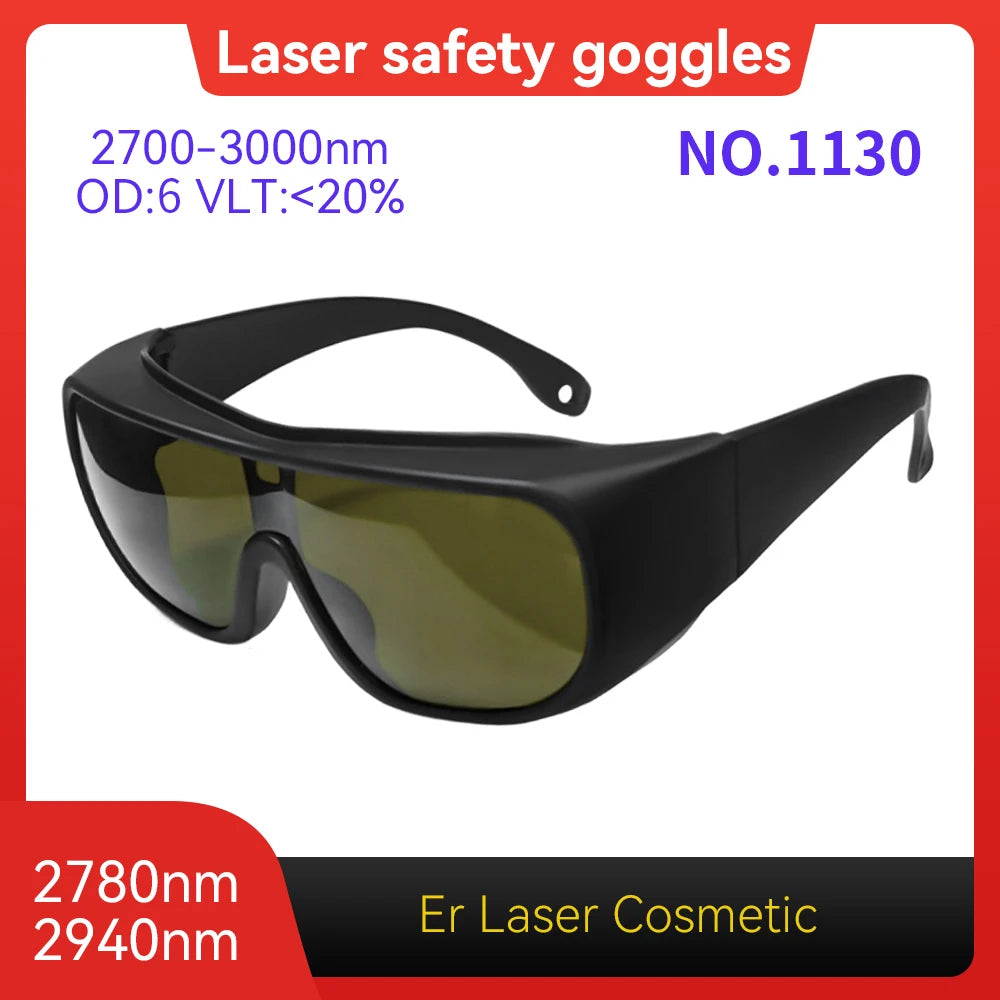CE EN207 OD6+ 190-540nm Laser Eye Protection Anti-Scratch PC Laser Eyewear for Engraving Marking Industrial Laser Safety Goggle Vue Model 1130 OD6