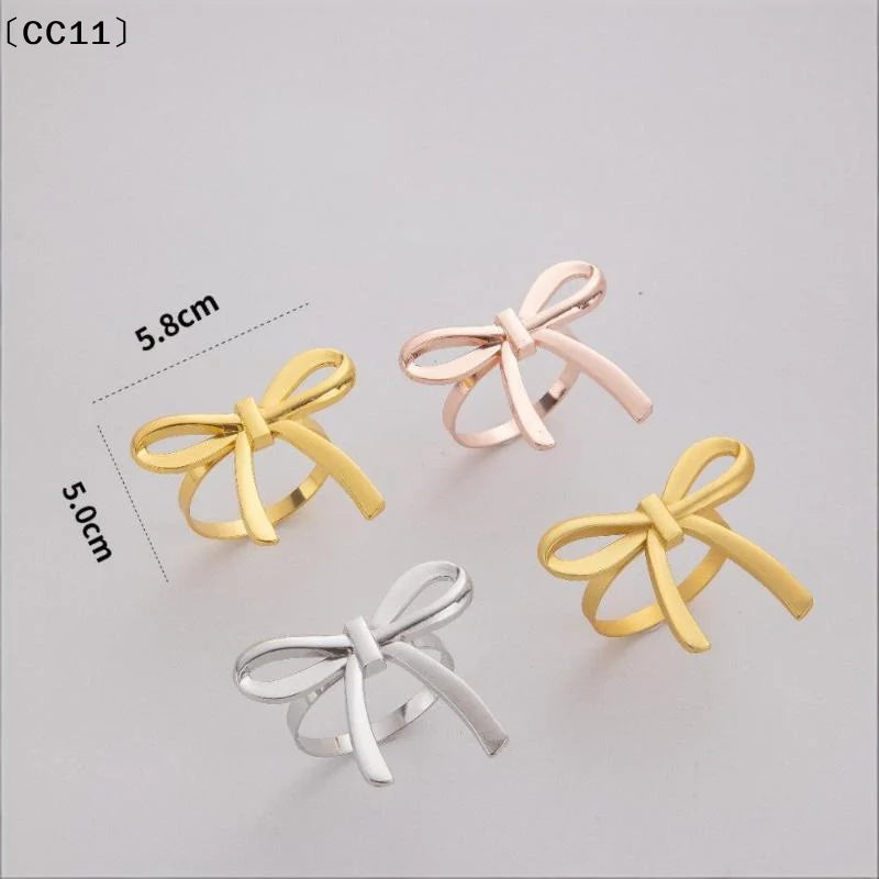 Gold Bow Napkin Ring Reusable Holder Suitable Valentine's Day Parties