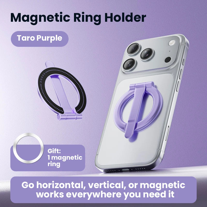 Ultra-thin Cell Phone Ring Holder Magnetic Ring Foldable Kickstand Magnet Grip Desktop Stand for Phone Vue Pruple