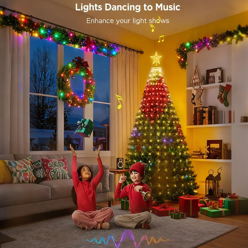 Smart Christmas Tree Lights LED String Lights DIY Color Changing Pattern Timer Music Sync Waterproof for Christmas Tree Decor Vue