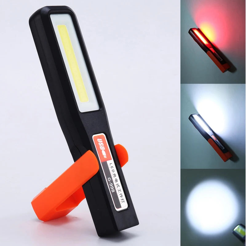 Powerful COB LED Work Light Car Garage Mechanic Lamp USB Rechargeable Flashlight Magnetic Torch Emergency Light Warning Light Vue