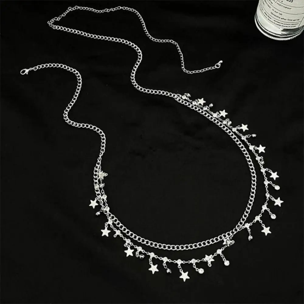 Star Glitter Tassel Boho Waist Chain Shiny Rhinestone Beach Body