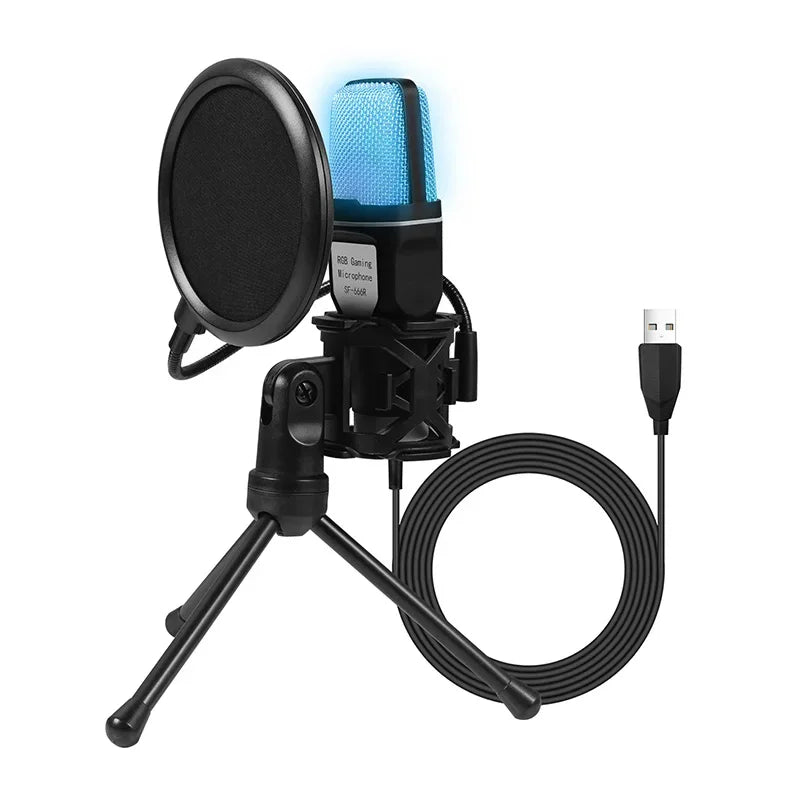 USB RGB Condenser Microphone – Podcast, Streaming & Studio USB Condenser Microphone Vue Black