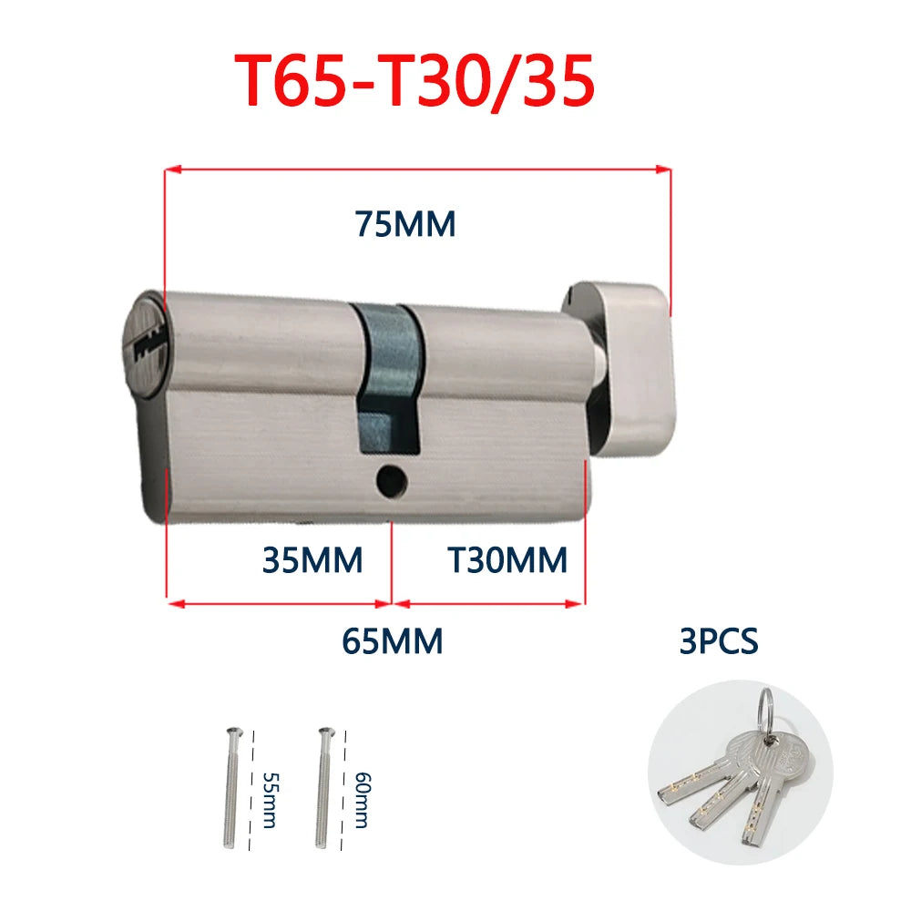 T30 Rotary knob eccentric single unlocking core brass door lock interior door replacement core Vue XT65-T30-35