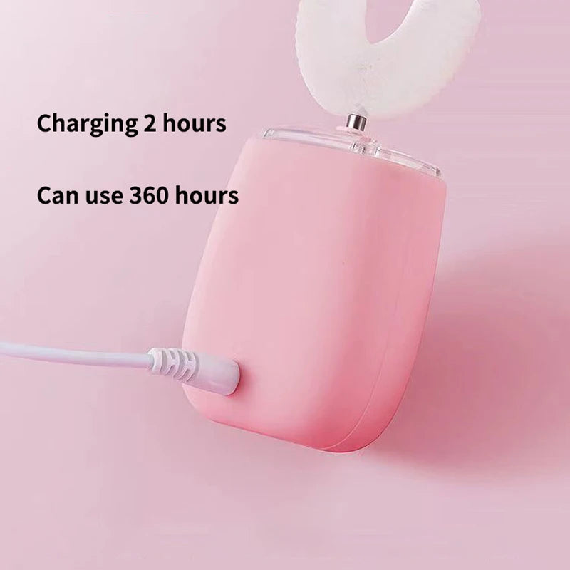 Electric Toothbrush for Children Adults U Shaped 360 Degrees Smart Electric Toothbrush Rechargeable Cartoon for Kids Blue Light Vue