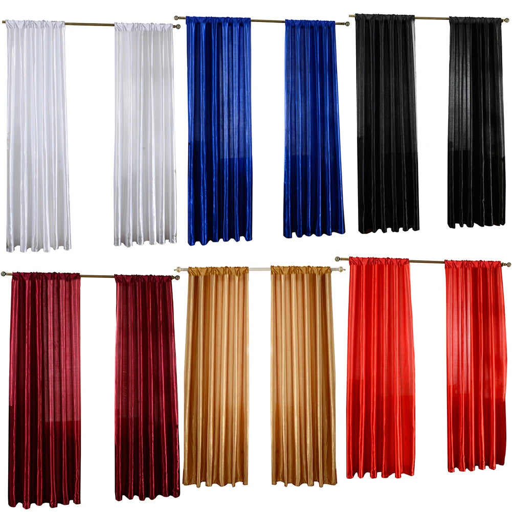 Modern Satin Solid Color Semi-Sheer Window Curtain Panel Window Curtain Panel Vue