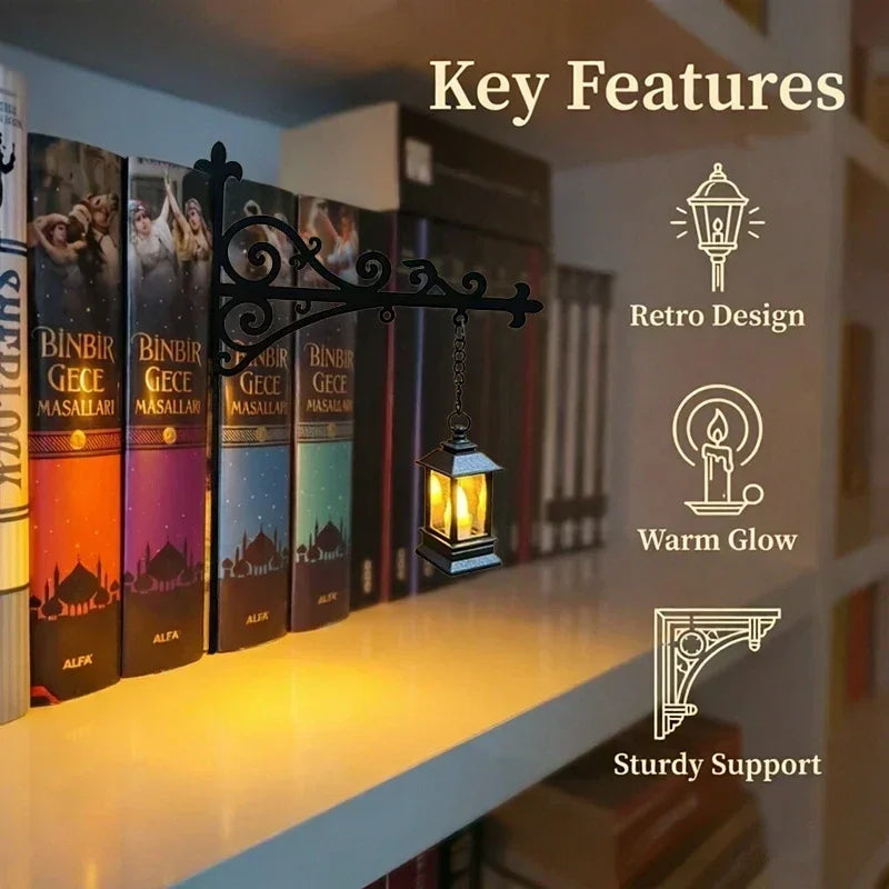 Mini Library Lantern Bookshelf Lamp – Retro Book Nook LED Light Decorative Bookshelf Lamp Vue