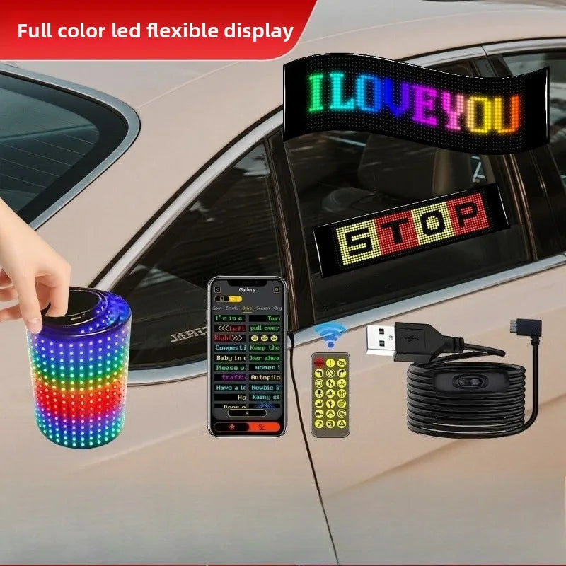 Smart Bluetooth APP LED Matrix Pixel Panel Programmable Flexible Scrolling LED Display Night Light for Car Store Hotel Bar Vue