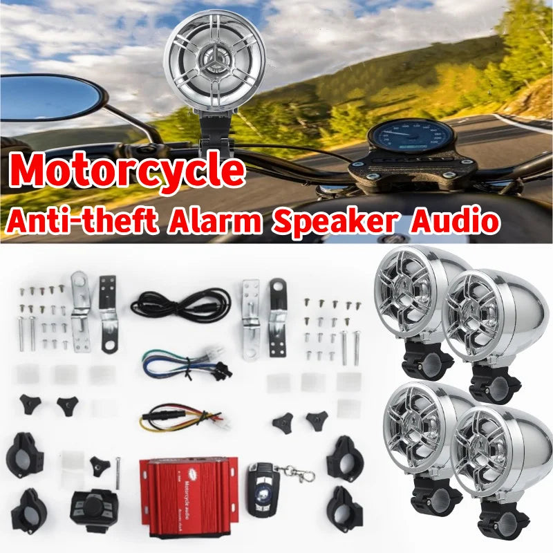 4 Channel High Power Motorcycle Speakers Mp3 Anti-theft Alarm Motorcycle Audio System Vue Default Title
