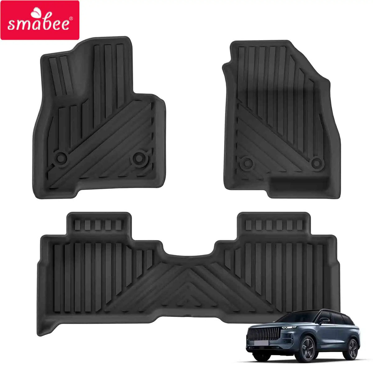 Smabee Left Drive for Chery Explore 06/JAECOO J7 PHEV 2024-2026 (SHS Hybrid Only) Car Floor Mats Trunk Pad TPE All Weather Black Vue