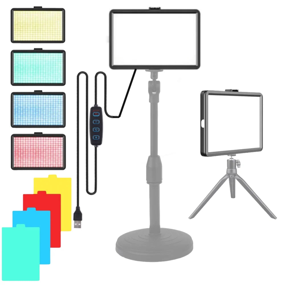 Photo Studio 8-inch Led Fill Light Video Fill Lamp Panel Photography Lighting for Live Streaming With 4 Colors RGB Filter Vue