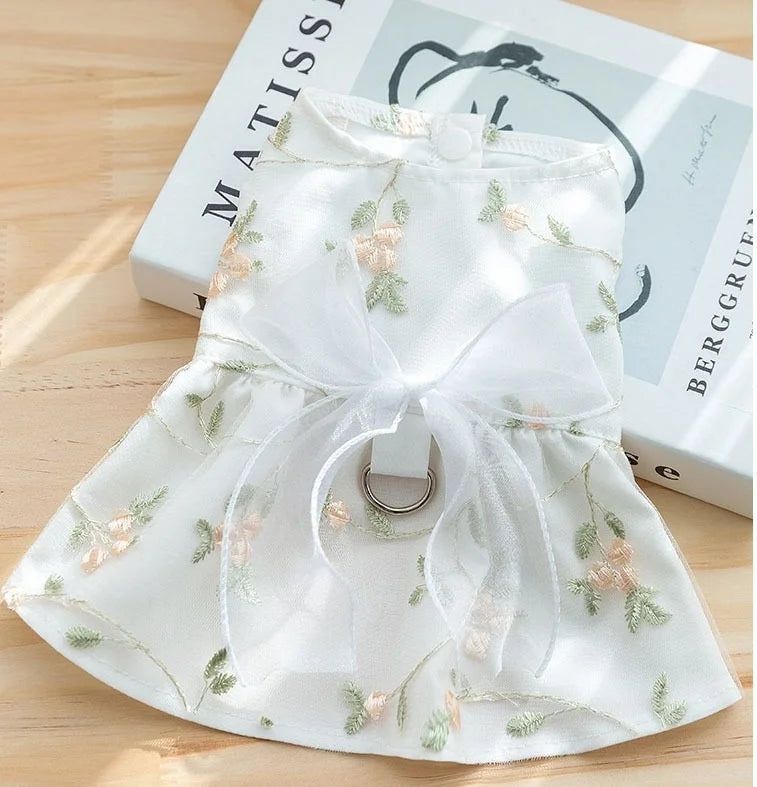 Dog Dress Lace Floral Double Layer Princess Summer Outfit For Small To Medium Dogs Party Photo Prop Birthday Gift Elegant Vue A1