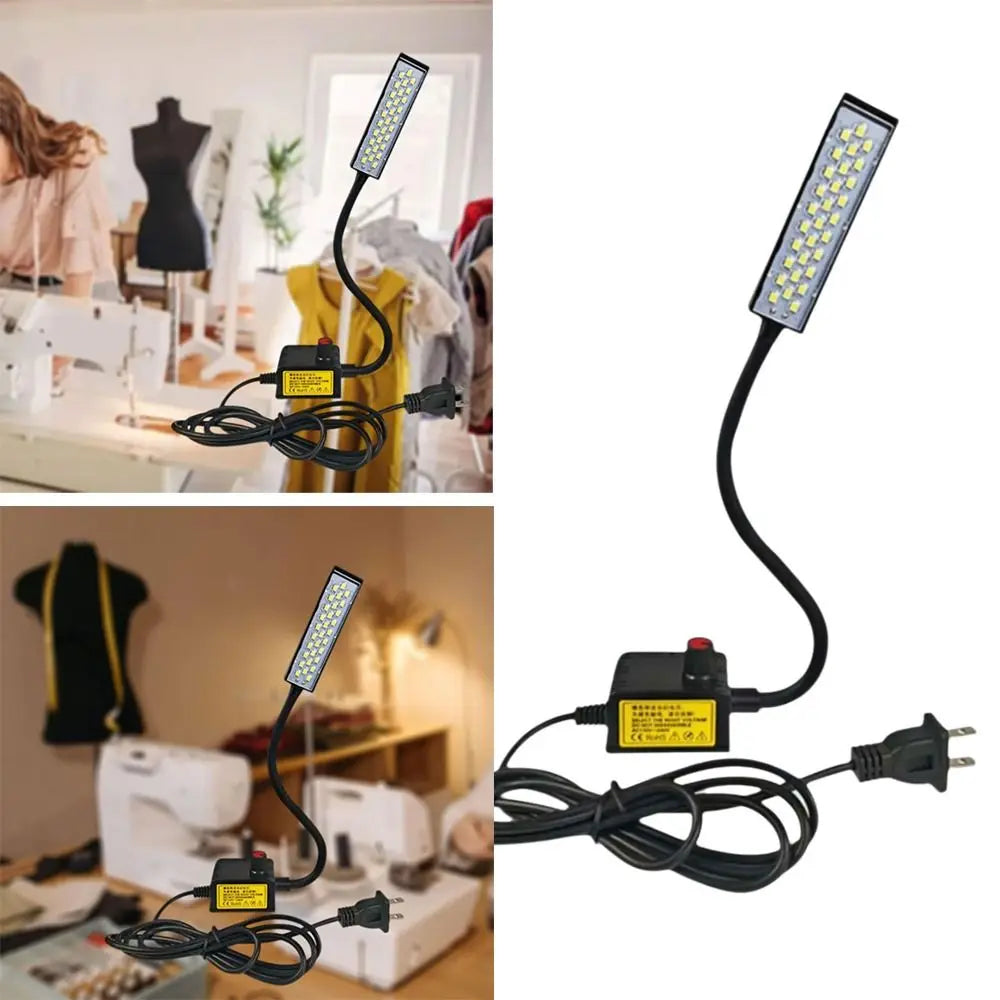 30 LEDs Sewing Machine Light Universal Hose Dimmable Gooseneck Work Lamp Rotary Switch No Flicker Industrial Work Light Lathe Vue