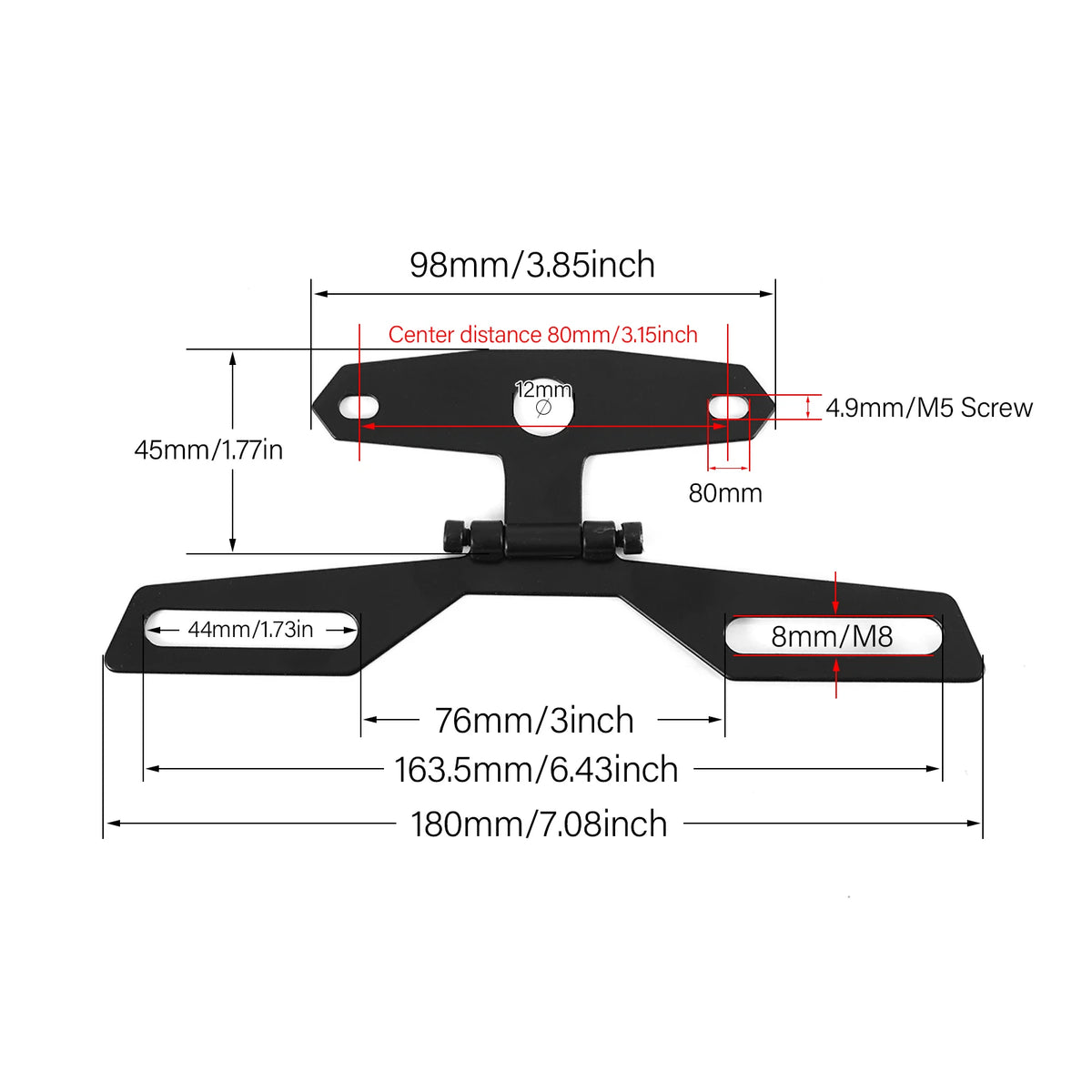 Motorcycle folding license plate and taillight bracket. Suitable for motorcycles and ATVs. Vue