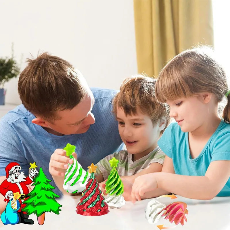 3D Printed Dual Color Spiral Christmas Tree Toy Creative Swirl Cone Stress Relief Gift for Kids Holiday Decoration Xmas Gift Vue