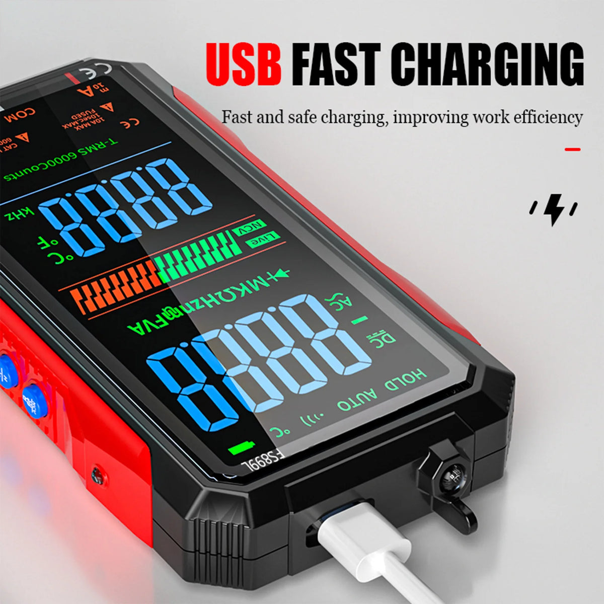 Smart Digital Multimeter 6000 Counts True RMS USB-C Rechargeable Digital Multimeter Vue