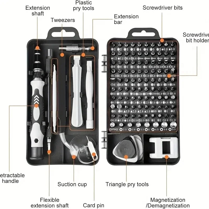 Precision Screwdriver 115 In 1 Set Magnetic Mini Screw Nuts Bits WEEKS Multifunction Repair Tools Kit Household Vue