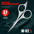 Professional Stainless Steel Scissors, Ergonomic Design, High Precision Blade, Sharp and Durable, Suitable for Eyebrow Trimming Vue silvery