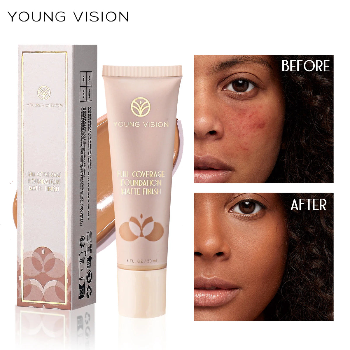YOUNG VISION matte face concealer acne wheat face foundation cream 6 colors optional Vue