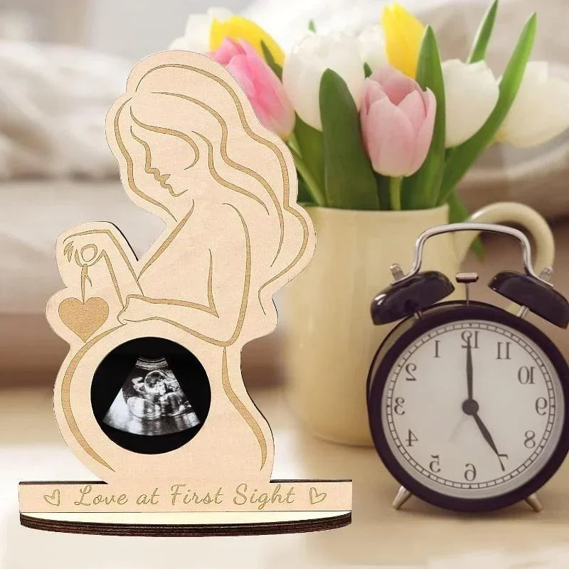 vvocci Baby Photo Frame Wood Infant Pregnant Mother Ultrasound Sonogram Frame Souvenir Ornament Gift To Expectant Mother Vue