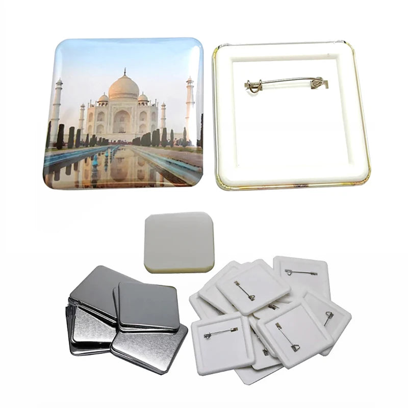 50x50mm Square Badge Maker Machine Rotary For DIY Making Refrigerator Magnets Badge/Pins Buttons Art Craft Vue 100Pcs Plastic Part