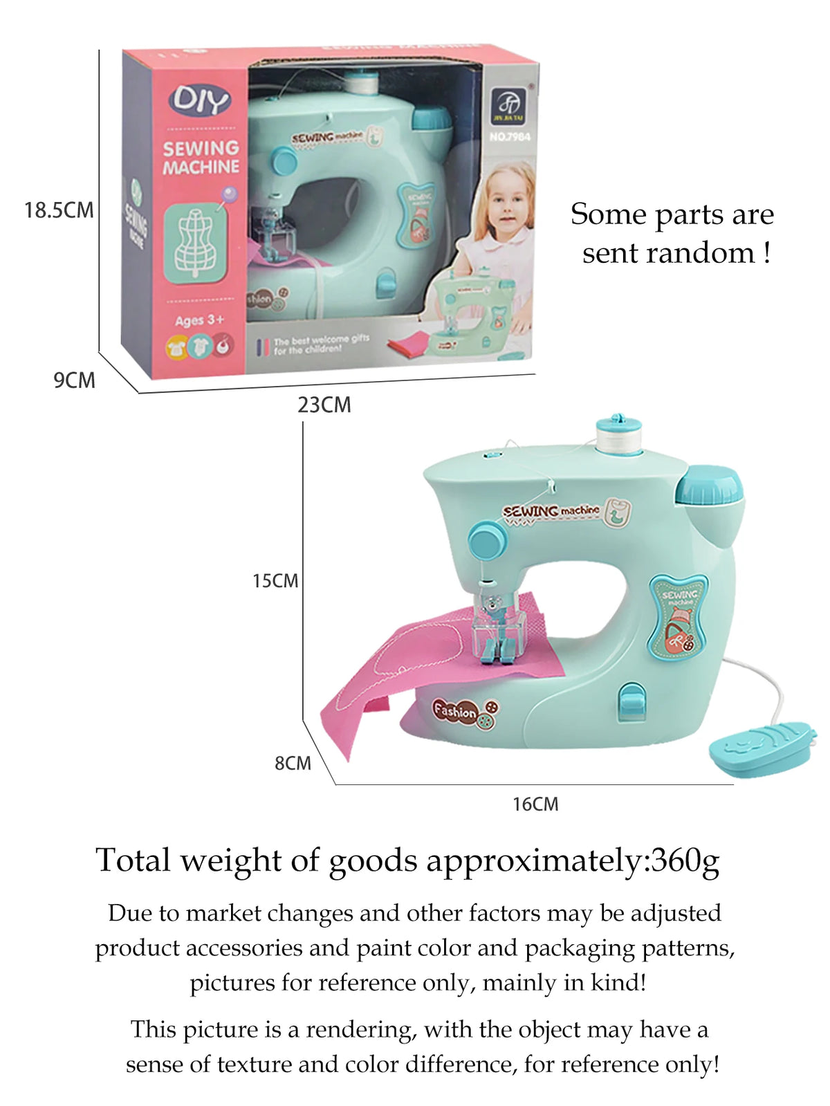 Electric Sewing Machine Toy, Mini Diy Simulation Sewing for Girls Kids 3+ Easy Beginners Toys Play Home Parenting Vue
