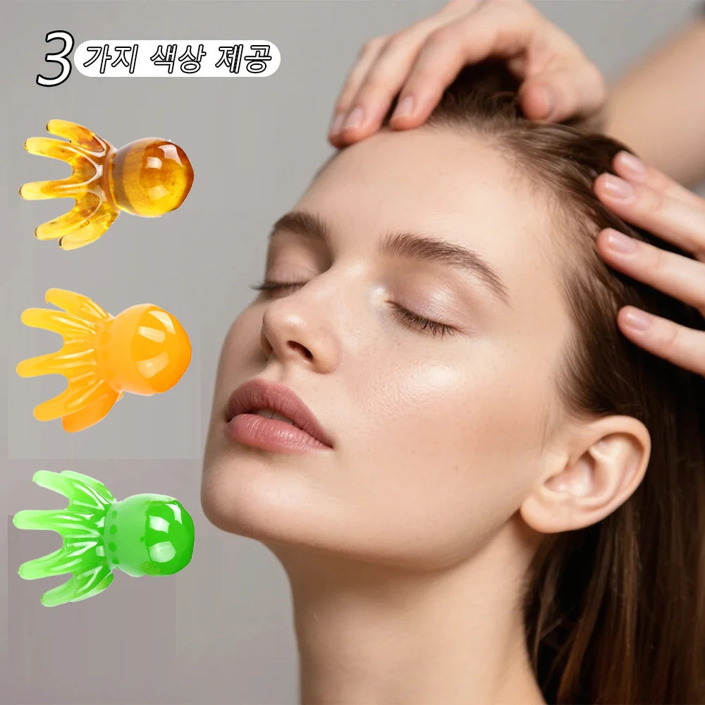 Cute Octopus Scalp Massage Comb (Resin)｜Korean Hair Care, Stress Relief, Anti-Hair Loss, Portable Head Massager for Home & Trave Vue
