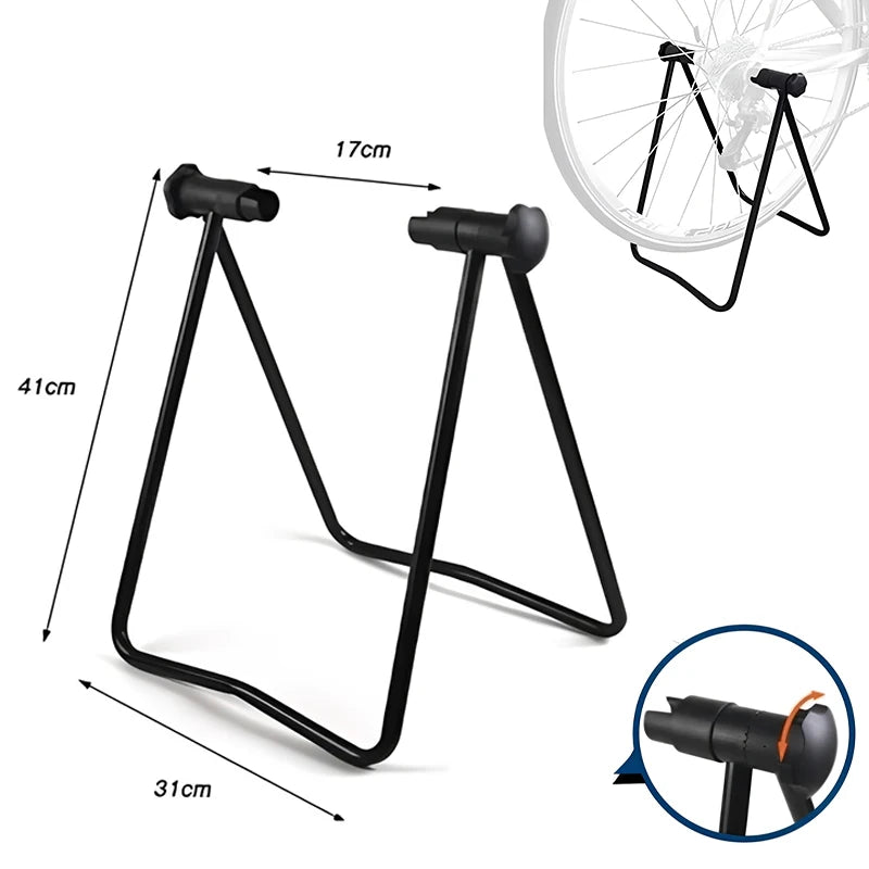 Universal Foldable Bike Display Rack Triangle Shaped Wheel Hub Repair Stand for Easy Storage and Stable Parking Solutions Vue