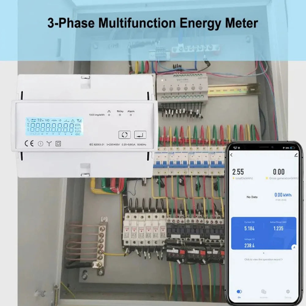 Tuya WiFi/Zigbee 3 Phase Bi Direction Multi-tariff Energy Meter App Power Monitor Remote Control Energy Meter Support Modbus RTU Vue WiFi Version