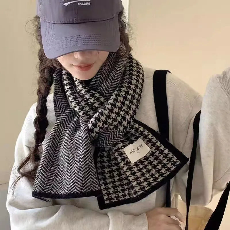 1-8PCS Korean Style Double Sided Thick Knit Scarf for Women Winter Warm Cute Neck Gaiter Student Casual Premium Cozy Gift Vue