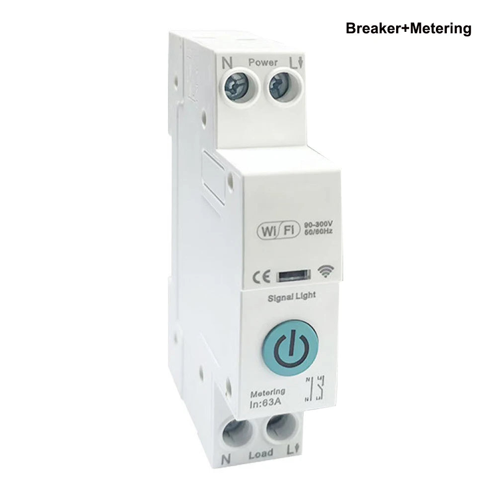 Tuya WiFi Smart Switch Circuit Breaker Metering 1P 63A DIN Rail Power Metering Energy Monitor Remote Control Switch Smart Home Vue