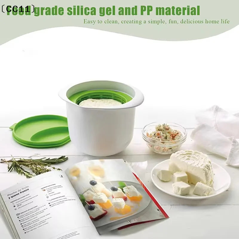 Cheese-making Kit Includes A Mold Set, A Tofu Press With A Drain Filter, A Microwave Cheese Maker, And Green Cheese Molds〔CC11〕 Vue