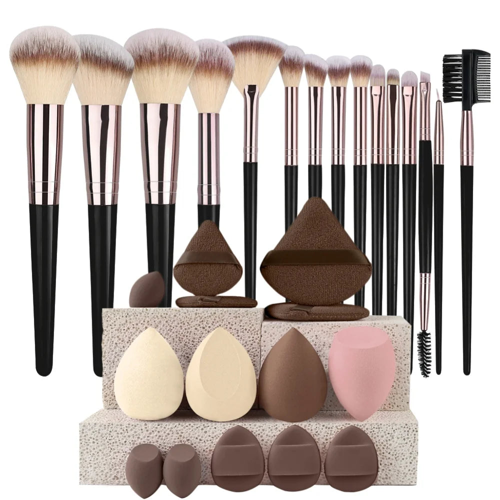 3-20pcs Makeup Brushes Set Kabuki Blending Beauty Tools for Foundation Concealer Powder Eyeshadow Blush Cosmetic Beauty Tool Vue 15BK-14BR