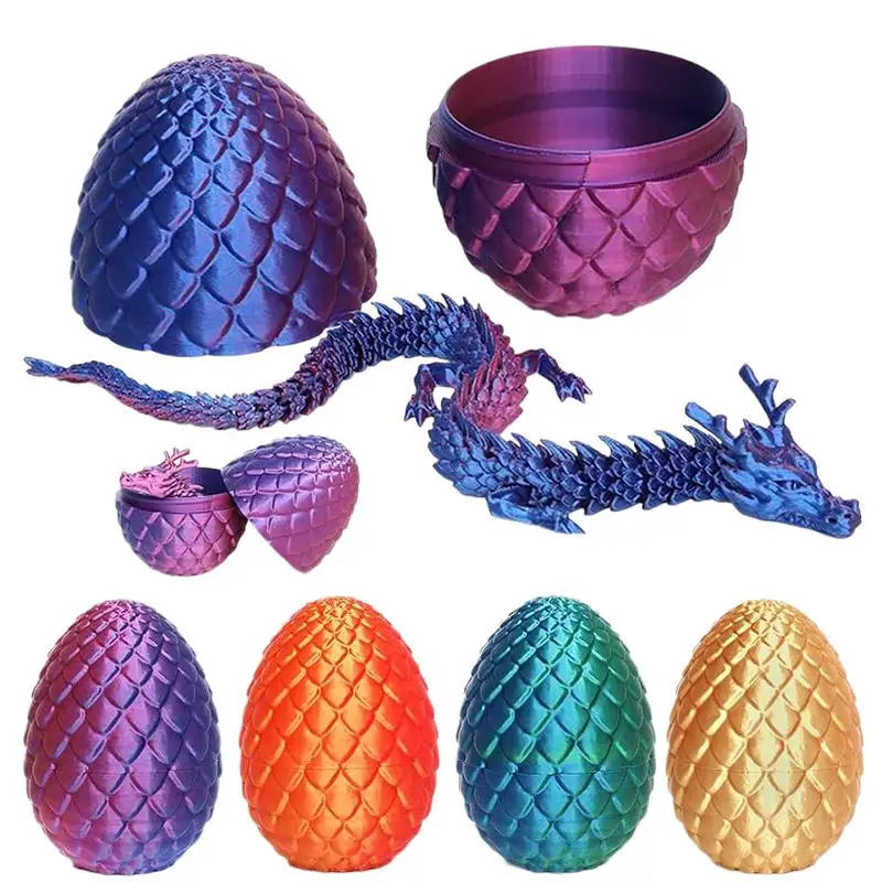 3D Printed 30cm Dragon Egg With Articulated Dragon Model Home Decor Items Room Decoration Sculptures Figurines Desktop Ornament Vue