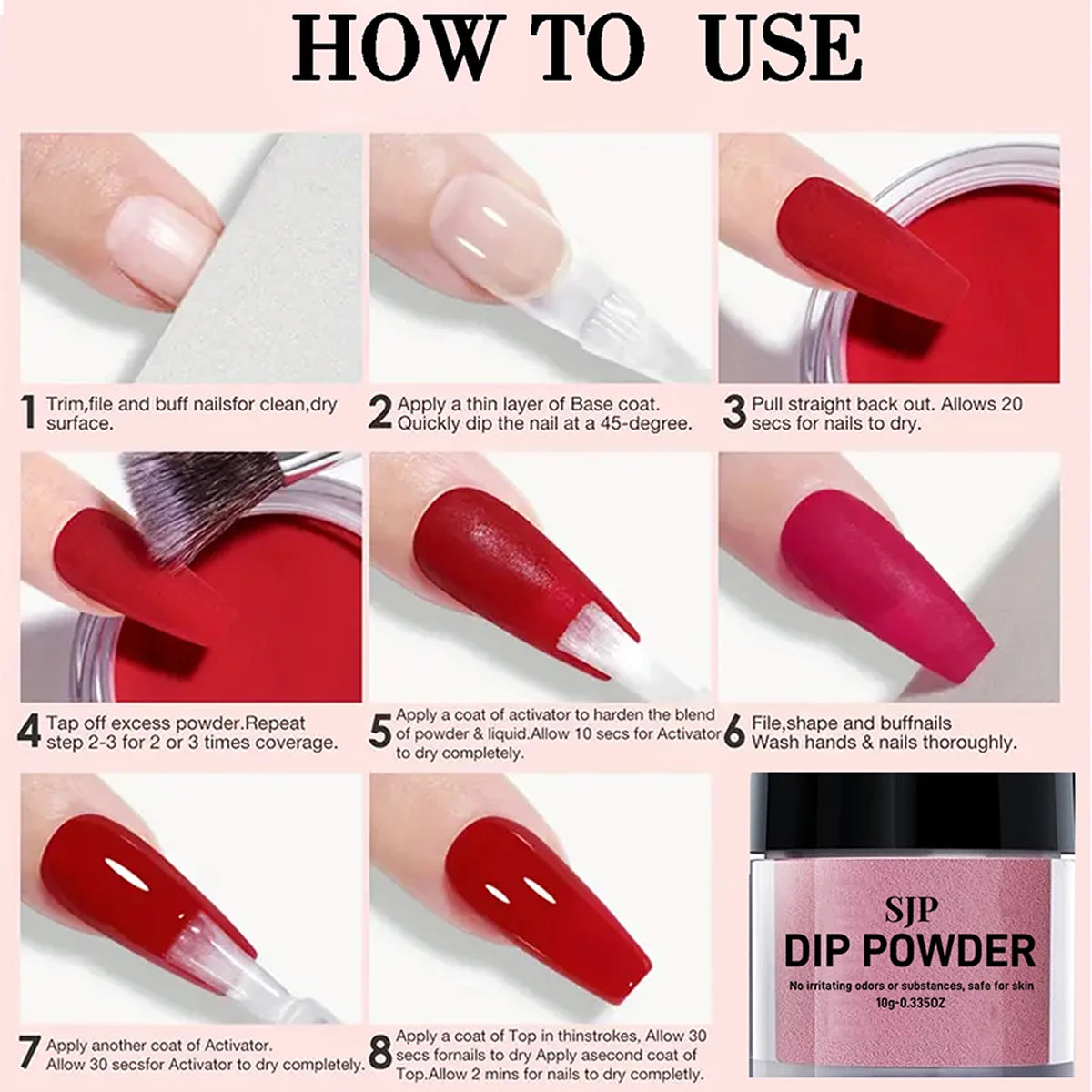 1 Set 10 Pcs Nail Dipping Powder Set with Colorful Long-Lasting Acrylic Powder Suitable for Home Nail Art Creation Salon DIY Vue