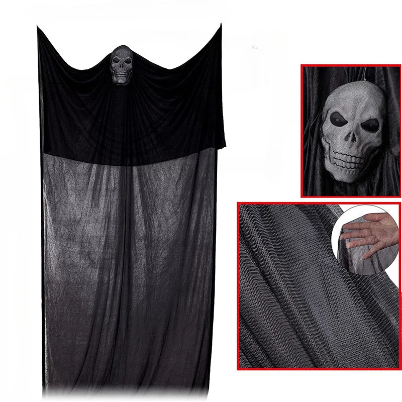 Halloween Hanging Skull Ghost Haunted House Decoration With LED Sound Ghost Ornament Indoor Outdoor Bar Halloween Party Decor Vue