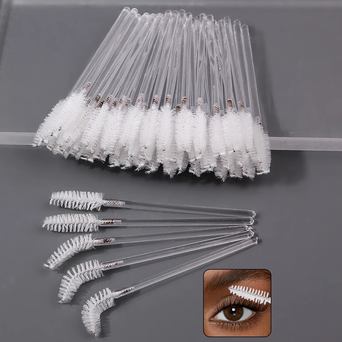 10PCS/20PCS/50PCS/100PCS Single-Head Eyelash Brush, Flexible Brush Head, Spiral Eyebrow Brush, Eyelash Makeup Brush Tool Vue