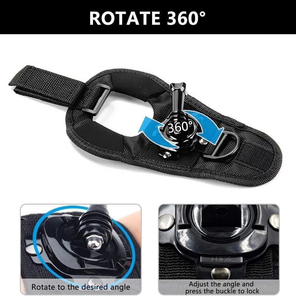 360° Rotation Glove Wrist Strap Wristband Mount For GoPro Hero 13 12 11 10 9 8 7 6 5 DJI Osmo Action 5 Pro Camera Accessories Vue